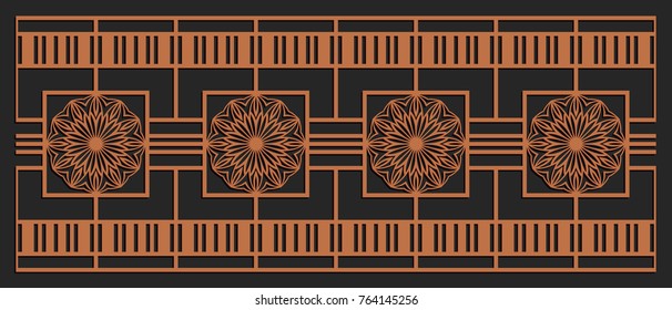 Laser cutting design for fencing, door, wall or window panel. Jigsaw die cut ornament. Lacy cutout silhouette stencil. Fretwork floral pattern. Vector template for carving, metal and woodcut.