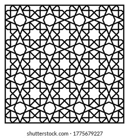 Laser Cutting Design Template. Decorative Grille. Oriental geometric pattern.