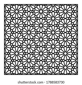 Laser Cutting Design Template. Decorative Grille. Oriental geometric pattern.
