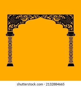 Laser cutting design for temple, Mandir Jali, Partition arch for temple decoration vectir