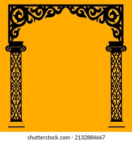 Laser cutting design for temple, Mandir Jali, Partition arch for temple decoration vectir