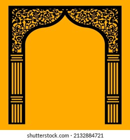 Laser cutting design for temple, Mandir Jali, Partition arch for temple decoration vectir