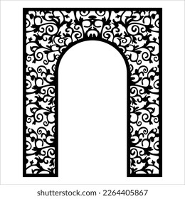 Laser cutting design for temple, Mandir Jali, Partition arch for temple decoration vectir