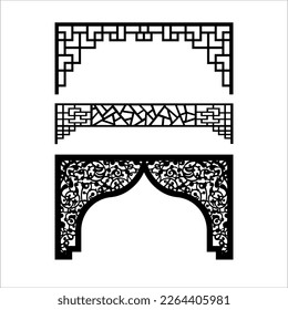 Laser cutting design for temple, Mandir Jali, Partition arch for temple decoration vectir