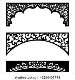 Laser cutting design for temple, Mandir Jali, Partition arch for temple decoration vectir