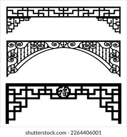 Laser cutting design for temple, Mandir Jali, Partition arch for temple decoration vectir