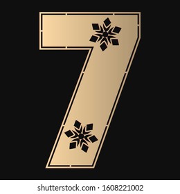 Laser cutting digit seven. Woodcut vector design. Plywood lasercut gift. Pattern for printing, engraving, paper cut. Floral mandala design.