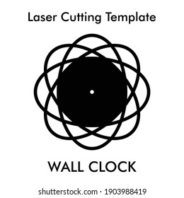 Laser cutting file of artistic wall clock for wall and home decor.
 Vector silhouette wall clock mockup for mdf, acrylic and metal.