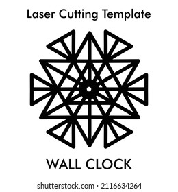 Laser cutting file of artistic wall clock for wall and home decor. Vector silhouette wall clock mockup for mdf, acrylic and metal.