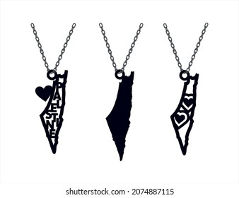 laser cutting file of a country map jewellery_ chain_ Necklace_ Palestine _ Gaza