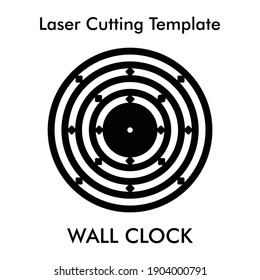 Archivo de corte por láser del reloj de pared de diseño redondeado para decoración de pared y hogar.Parche de reloj de silueta vectorial para corte en mdf, acrílico y metal.