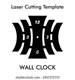 Laser cutting file of unique wall clock for wall and home decor. laser cutting template of wall clock. Vector silhouette wall clock mockup for mdf, acrylic and metal cutting.