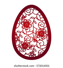 Laser cutting flower pattern for decorative easter egg. Lace vector template ready for printing, postcards, packets, wedding invitation, engraving, paper, wood, metal.