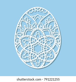 Laser cutting flower pattern for decorative easter egg. Lace vector template ready for printing, postcards, packets, wedding invitation, engraving, paper, wood, metal.