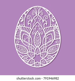 Laser cutting flower pattern for decorative easter egg. Lace vector template ready for printing, postcards, packets, wedding invitation, engraving, paper, wood, metal.