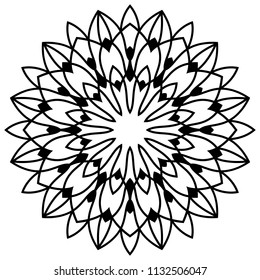 Laser cutting flower. Vector mandala for coloring book. Floral ornament for antistress adult drawing. Complex design.