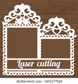 laser cutting frame with two birds in love