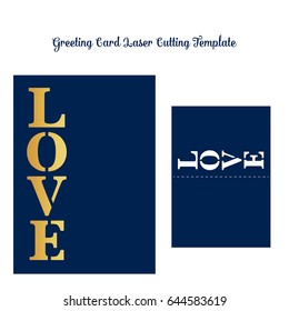 Laser cutting greeting card template with text LOVE. Laser cut layout for diy, greeting cards, envelopes, invitations, decorative elements. Mothers Day - greeting card
