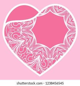 Laser Cutting Heart Template For Interior Design, Layouts Wedding Cards, Invitations. Plotter Cutting Or Printing