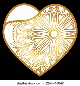 Laser Cutting Heart Template For Interior Design, Layouts Wedding Cards, Invitations. Plotter Cutting Or Printing