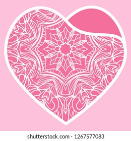 Laser Cutting Heart Template For Interior Design, Layouts Wedding Cards, Invitations. Plotter Cutting Or Printing