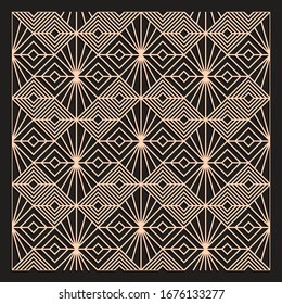 Laser Cutting Interior Panel. Art Deco Vector Design. Plywood Lasercut Square Tiles. Square Patterns For Printing, Engraving, Paper Cut. Stencil Lattice Ornament. Decal. Fence.