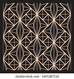 Laser cutting interior panel. Art Deco vector design. Plywood lasercut square tiles. Square seamless patterns for printing, engraving, paper cut. Stencil lattice ornament. Decal. Fence.