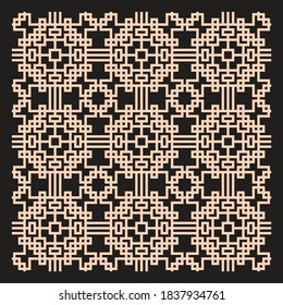Laser cutting interior panel. Art Deco vector design. Plywood lasercut square tiles. Square seamless patterns for printing, engraving, paper cut. Stencil lattice ornament. Decal. Fence. Maze.