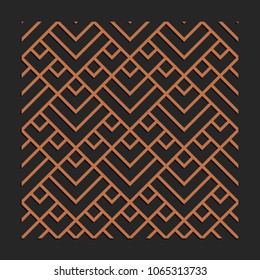 Laser cutting interior panel. Woodcut vector trellis design. Plywood lasercut square tiles. Square seamless patterns for printing, engraving, paper cut. Stencil lattice ornament.