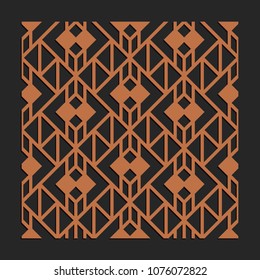 Laser cutting interior panel. Woodcut vector trellis design. Plywood lasercut square tiles. Square seamless patterns for printing, engraving, paper cut. Stencil lattice ornament.