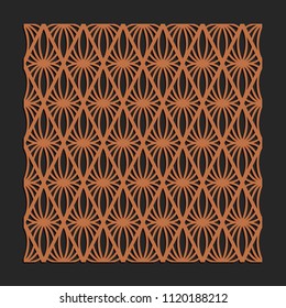Laser cutting interior panel. Woodcut vector trellis design. Plywood lasercut floral tiles. Square seamless pattern for printing, engraving, paper cut. Stencil lattice ornament.