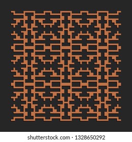 Laser cutting interior panel. Woodcut vector trellis design. Plywood lasercut square tile. Square seamless pattern for printing, engraving, paper cut. Stencil lattice ornament. Decal pattern.