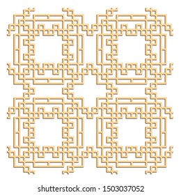 Laser cutting interior panel. Woodcut vector trellis design. Plywood lasercut square tile. Square seamless pattern for printing, engraving, paper cut. Stencil lattice ornament. Decal pattern.