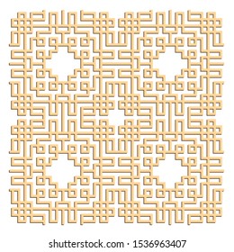 Laser cutting interior panel. Woodcut vector trellis design. Plywood lasercut square tile. Square seamless pattern for printing, engraving, paper cut. Stencil lattice ornament. Decal pattern.