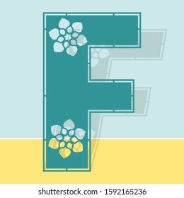 Laser cutting letter F. Woodcut vector design. Plywood lasercut gift. Pattern for printing, engraving, paper cut. Floral mandala design.