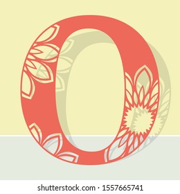 Laser cutting letter O. Woodcut vector design. Plywood lasercut gift. Pattern for printing, engraving, paper cut. 