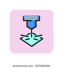 Laser cutting line icon. Cutter, machine, plasma, metal. Industry concept. Can be used for topics like equipment, engineering, manufacturing.