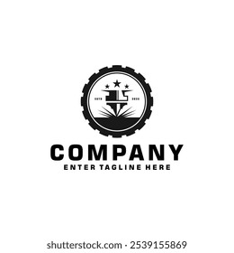 Design de logotipo de corte a laser, vetor de corte a laser, corte a laser vintage