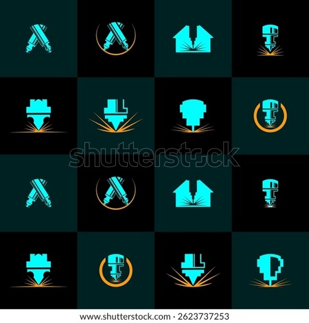 laser cutting logo designs, editable laser cutting icons, cnc logo designs, symbols, graphics
