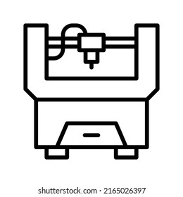 Laser Cutting Machine Icon. Line Art Style Design Isolated On White Background