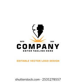 Logo-Design-Vektor für Laserschneidemaschine, CNC-Lasermaschine, Symbol, Logo-Symbol für Lasergravurmaschine, bearbeitbares Vektorlogo-Design