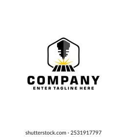 Vetor de design de logotipo da máquina de corte a laser, máquina a laser CNC, ícone, símbolo do logotipo da máquina de gravação a laser, logotipo editável do corte a laser, distintivo, ilustração, plasma, tecnologia, metalworking