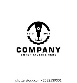 Laser Cutting, Vector de diseño de logotipo de máquina, CNC Laser Machine, icono, símbolo de logotipo de máquina de grabado láser, logotipo de corte por láser editable, insignia, ilustración, plasma, tecnología, metalmecánica