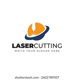 Laser Cutting Machine Logo Design Icon Vector Illustration, CNC Laser Machine Head logo, Laser Engraving Machine.