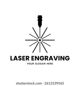 Laser Cutting Machine Logo Design Icon Vector Illustration, CNC Laser Machine Head logo, Laser Engraving Machine.