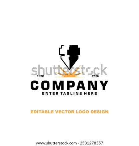 Laser Cutting Machine Logo Design Vector, CNC Laser Machine, icon, Laser Engraving Machine logo symbol, editable vector logo design