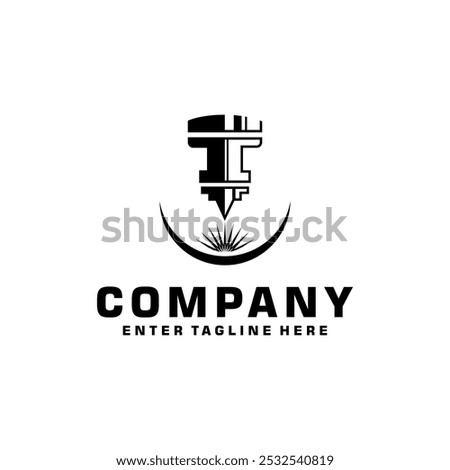 Laser Cutting, Machine Logo Design Vector, CNC Laser Machine, icon, Laser Engraving Machine logo symbol, editable laser cutting logo, badge, illustration, plasma, technology, metalworking