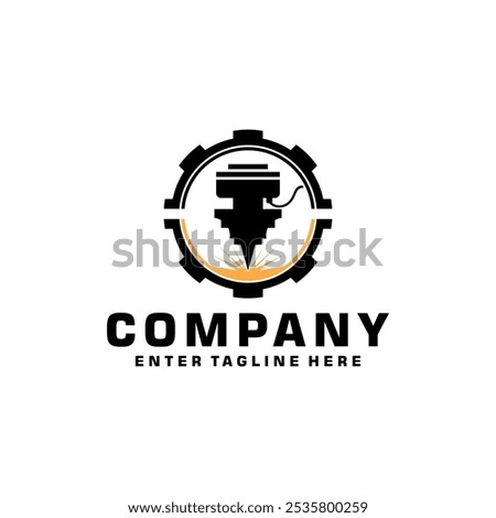 Laser Cutting Machine Logo Design Vector, CNC Laser Machine, icon, Laser Engraving Machine logo symbol, editable laser cutting logo, badge, illustration, plasma, technology, metalworking