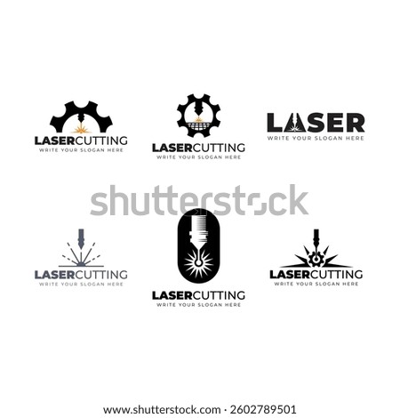 Laser Cutting Machine Logo Design Icon Vector Illustration, CNC Laser Machine Head logo, Laser Engraving Machine.
