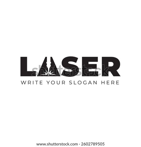 Laser Cutting Machine Logo Design Icon Vector Illustration, CNC Laser Machine Head logo, Laser Engraving Machine.